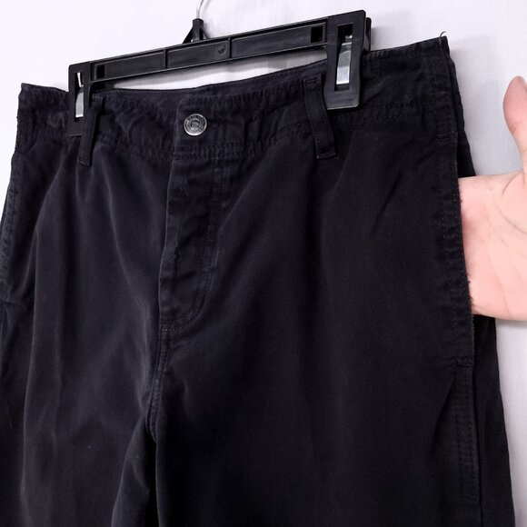 Free People Chino Pants Womens 26 Button Fly Cuff Hem Distress Black Trousers - Picture 5 of 16